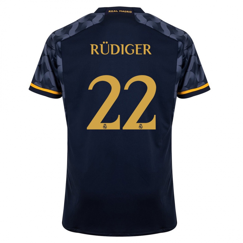 Herren Antonio Rüdiger #22 Dunkelblau Auswärtstrikot Trikot 2023/24 T-Shirt Schweiz