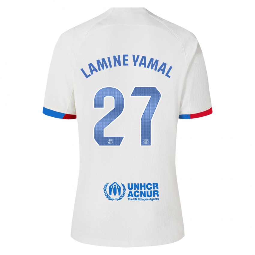 Herren Lamine Yamal #27 Weiß Auswärtstrikot Trikot 2023/24 T-Shirt Schweiz