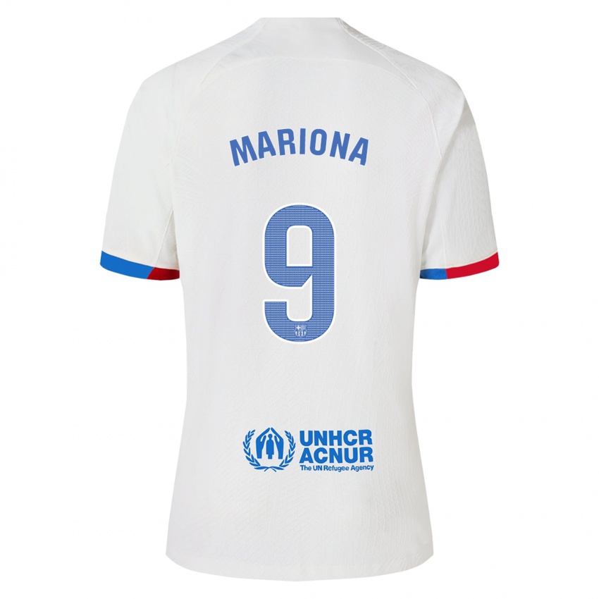 Homme Maillot Mariona Caldentey #9 Blanc Tenues Extérieur 2023/24 T-Shirt Suisse