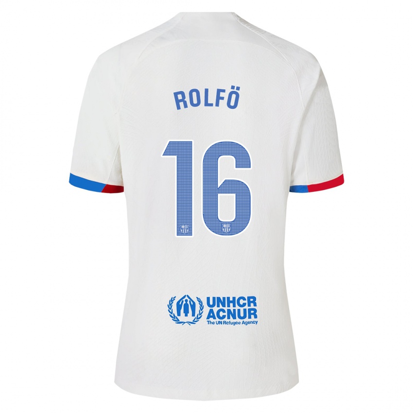 Homme Maillot Fridolina Rolfo #16 Blanc Tenues Extérieur 2023/24 T-Shirt Suisse