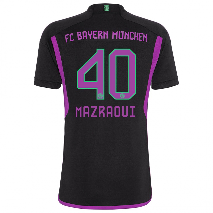 Homme Maillot Noussair Mazraoui #40 Noir Tenues Extérieur 2023/24 T-Shirt Suisse
