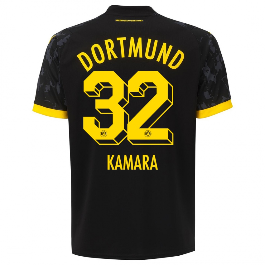 Homme Maillot Abdoulaye Kamara #32 Noir Tenues Extérieur 2023/24 T-Shirt Suisse