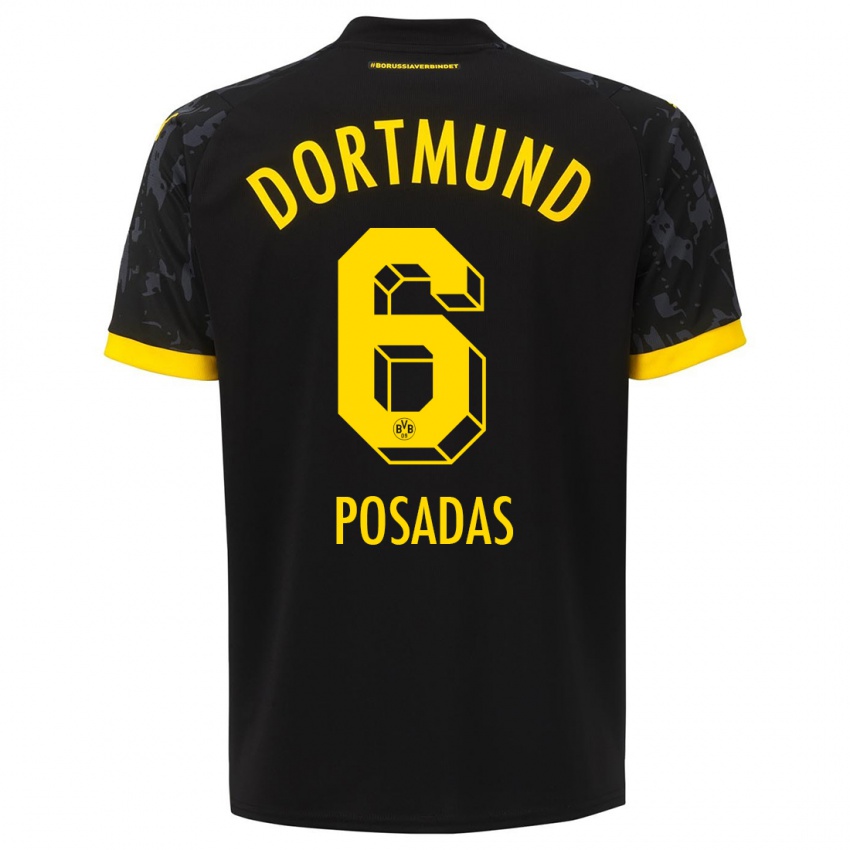 Herren Leonardo Posadas #6 Schwarz Auswärtstrikot Trikot 2023/24 T-Shirt Schweiz