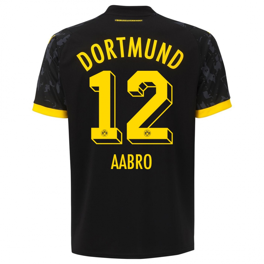 Herren Gustav Aabro #12 Schwarz Auswärtstrikot Trikot 2023/24 T-Shirt Schweiz