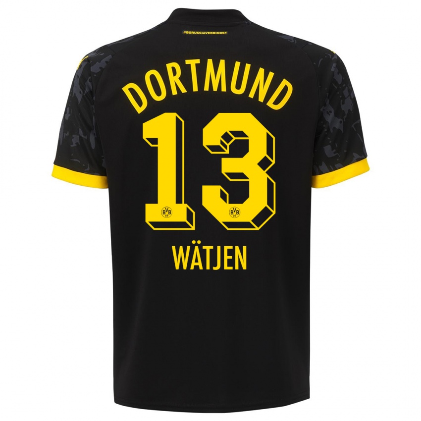 Herren Kjell Wätjen #13 Schwarz Auswärtstrikot Trikot 2023/24 T-Shirt Schweiz
