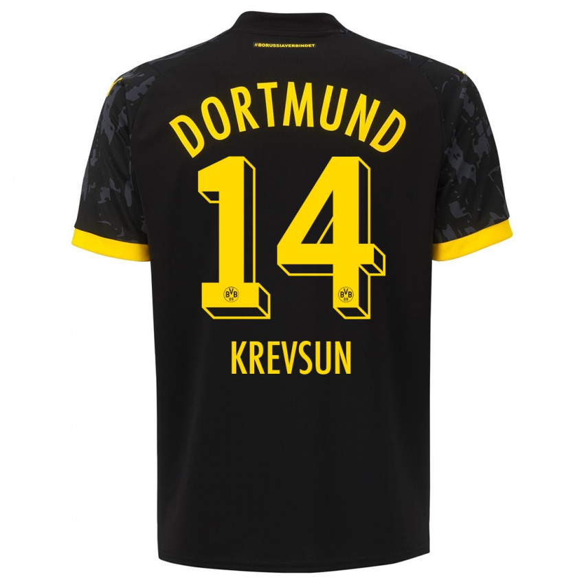 Herren Danylo Krevsun #14 Schwarz Auswärtstrikot Trikot 2023/24 T-Shirt Schweiz