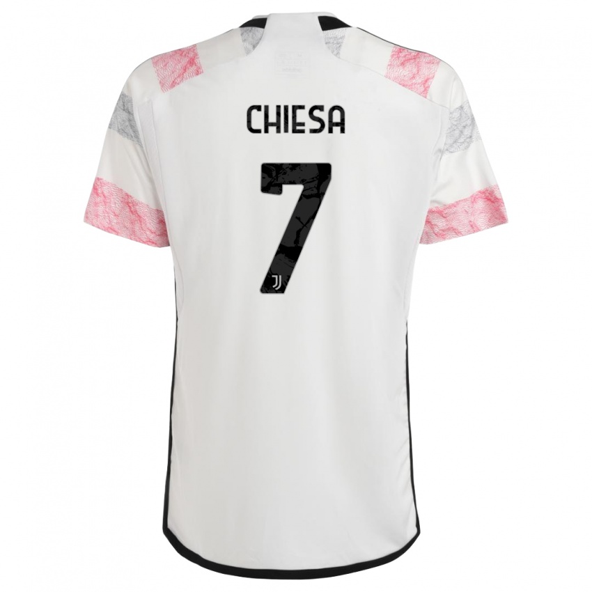 Homme Maillot Federico Chiesa #7 Blanc Rose Tenues Extérieur 2023/24 T-Shirt Suisse