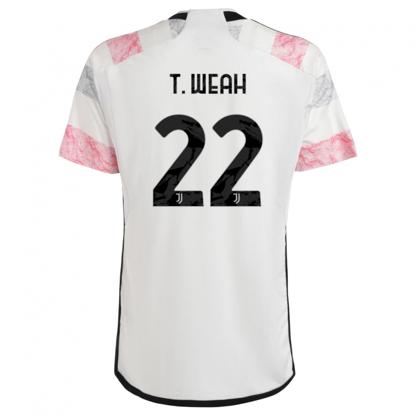 Herren Timothy Weah #22 Weiß Rosa Auswärtstrikot Trikot 2023/24 T-Shirt Schweiz