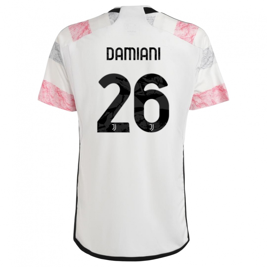 Herren Samuele Damiani #26 Weiß Rosa Auswärtstrikot Trikot 2023/24 T-Shirt Schweiz