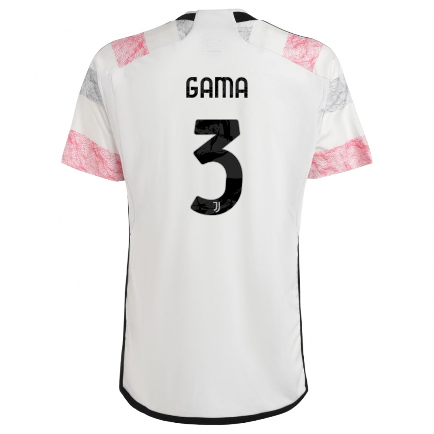 Herren Sara Gama #3 Weiß Rosa Auswärtstrikot Trikot 2023/24 T-Shirt Schweiz