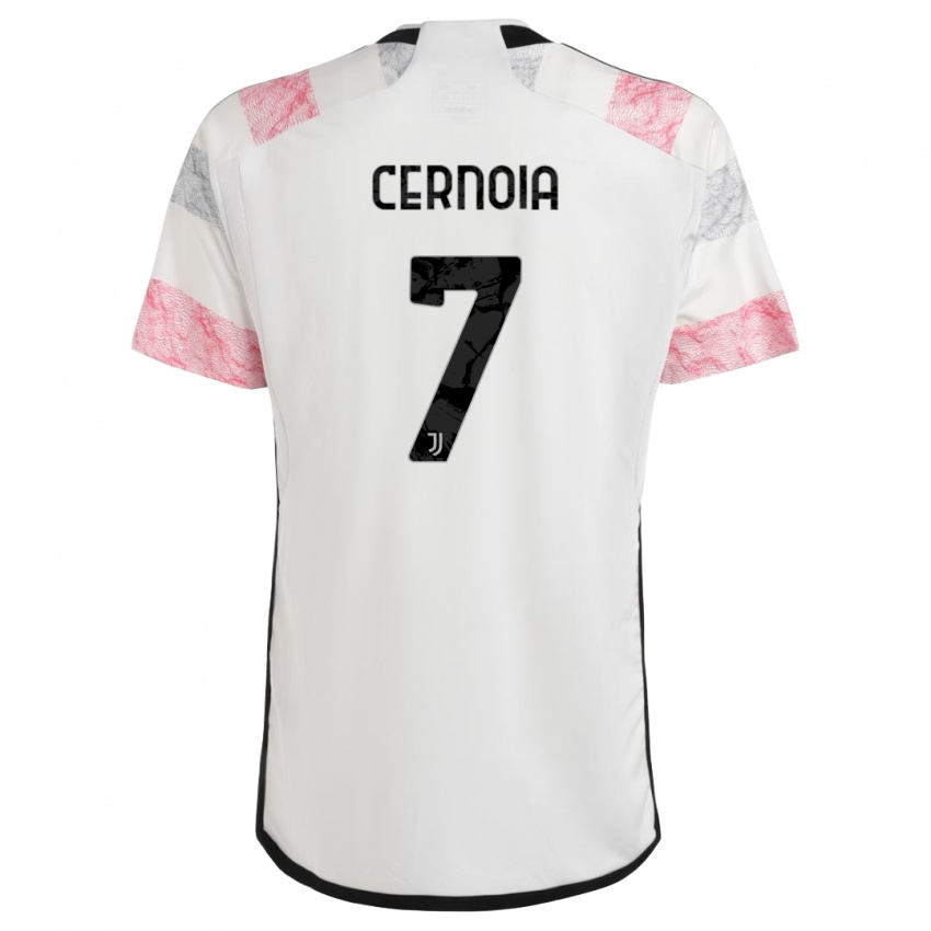 Homme Maillot Valentina Cernoia #7 Blanc Rose Tenues Extérieur 2023/24 T-Shirt Suisse