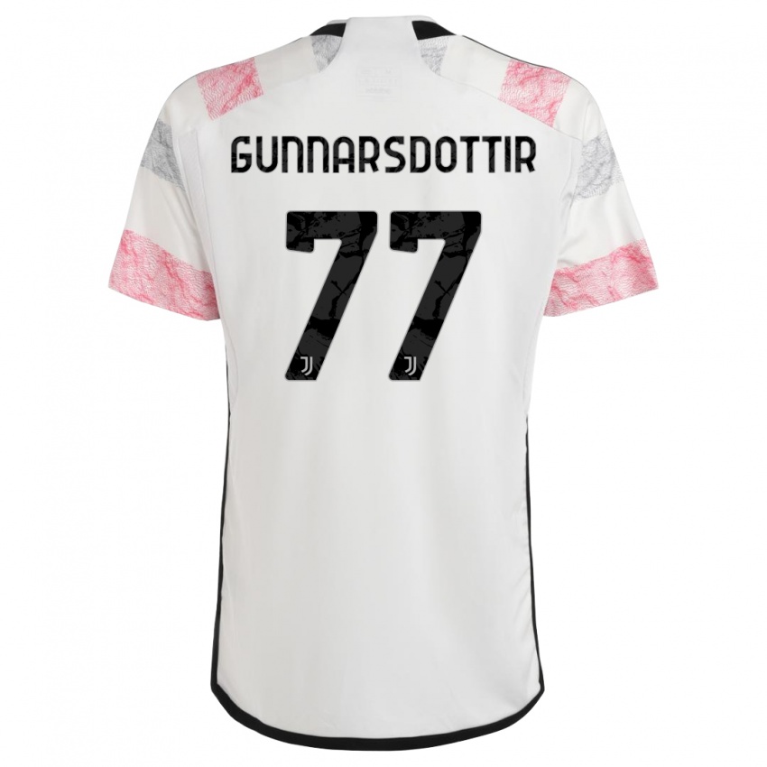 Herren Sara Bjork Gunnarsdottir #77 Weiß Rosa Auswärtstrikot Trikot 2023/24 T-Shirt Schweiz