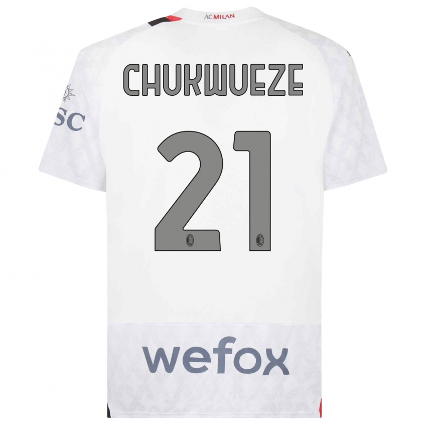 Homme Maillot Samuel Chukwueze #21 Blanc Tenues Extérieur 2023/24 T-Shirt Suisse