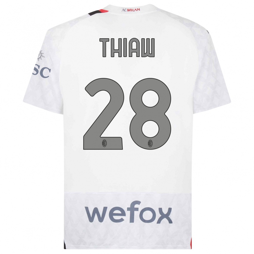 Homme Maillot Malick Thiaw #28 Blanc Tenues Extérieur 2023/24 T-Shirt Suisse