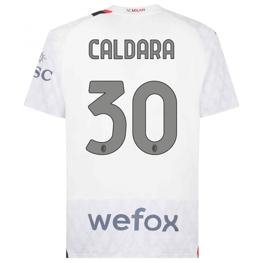 Homme Maillot Mattia Caldara #30 Blanc Tenues Extérieur 2023/24 T-Shirt Suisse