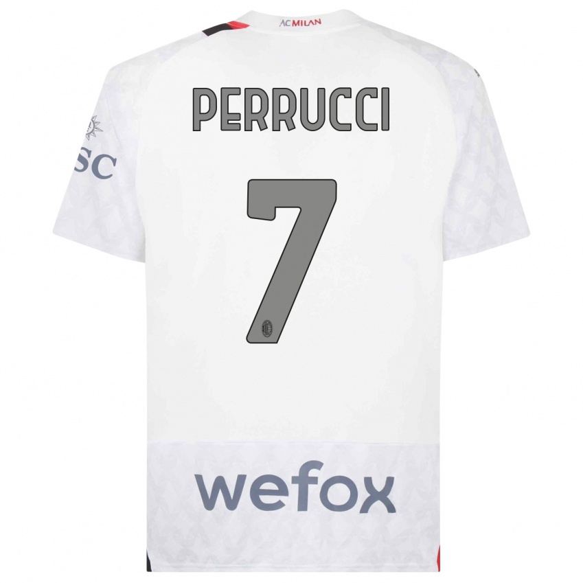 Homme Maillot Vincenzo Perrucci #7 Blanc Tenues Extérieur 2023/24 T-Shirt Suisse