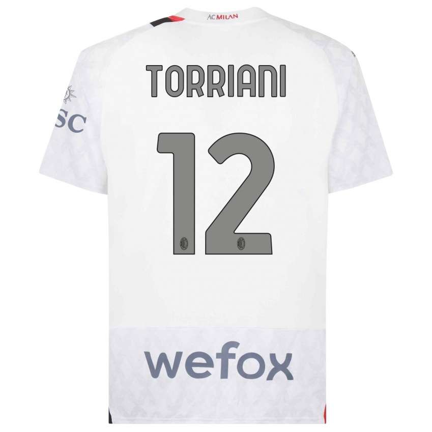 Homme Maillot Lorenzo Torriani #12 Blanc Tenues Extérieur 2023/24 T-Shirt Suisse