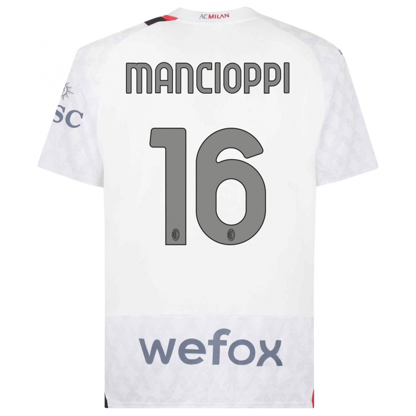 Homme Maillot Tommaso Mancioppi #16 Blanc Tenues Extérieur 2023/24 T-Shirt Suisse