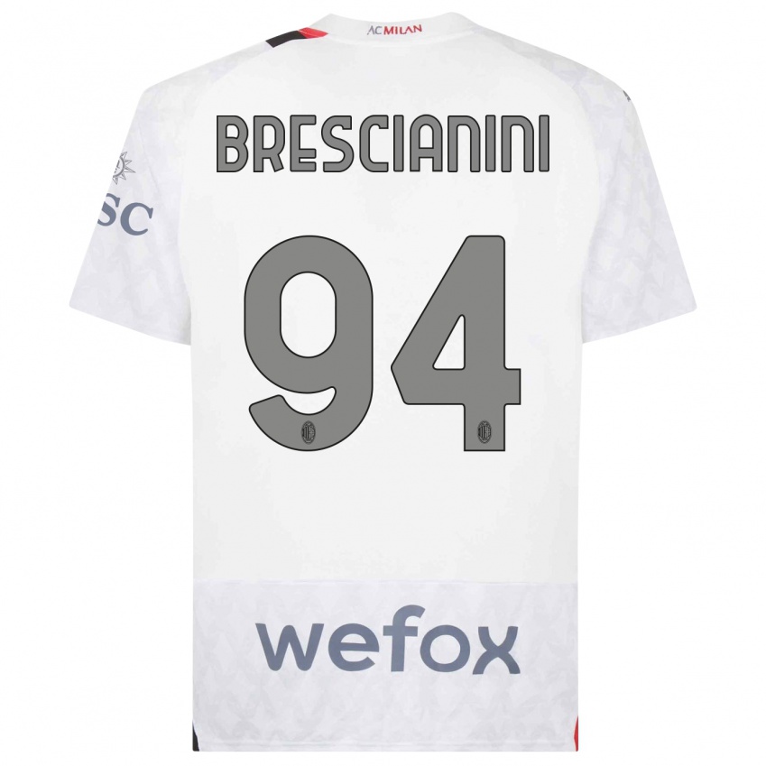 Herren Marco Brescianini #94 Weiß Auswärtstrikot Trikot 2023/24 T-Shirt Schweiz