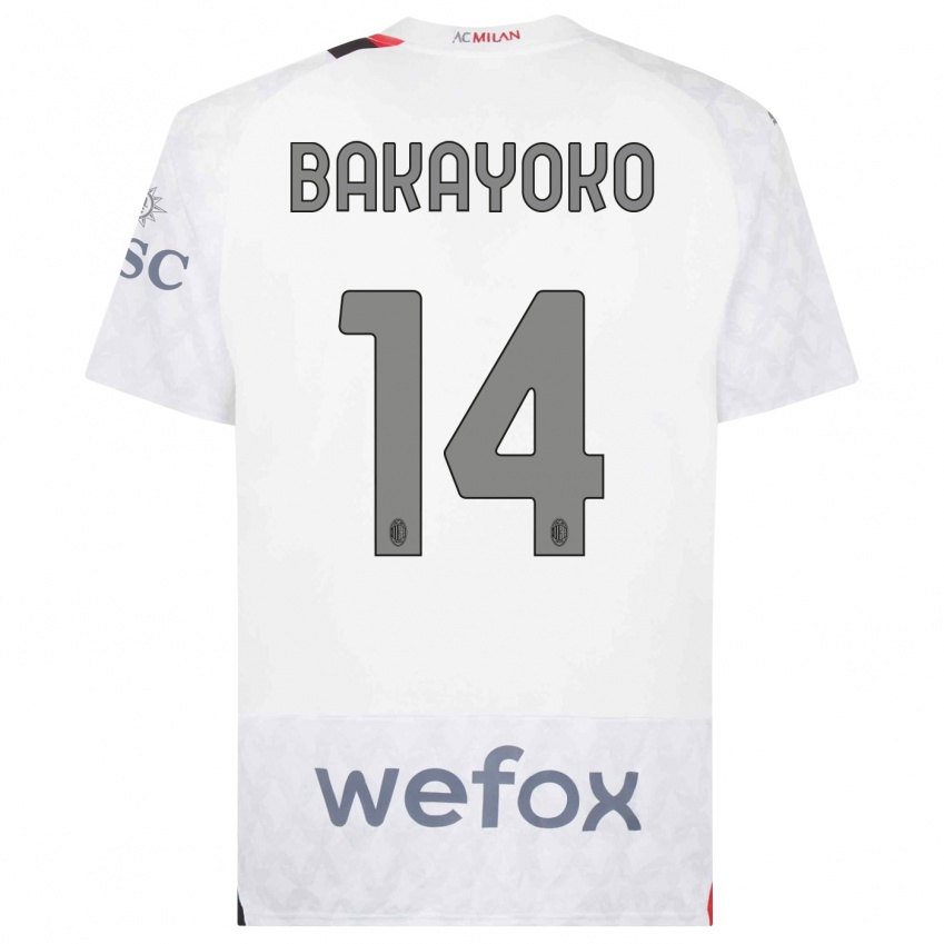 Homme Maillot Tiemoue Bakayoko #14 Blanc Tenues Extérieur 2023/24 T-Shirt Suisse