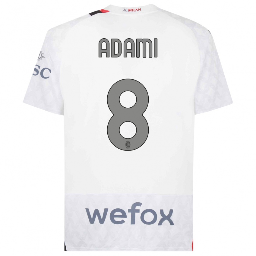 Homme Maillot Greta Adami #8 Blanc Tenues Extérieur 2023/24 T-Shirt Suisse
