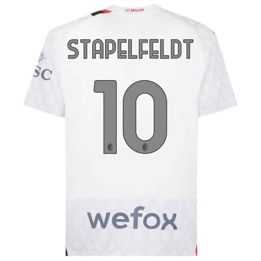 Homme Maillot Nina Stapelfeldt #10 Blanc Tenues Extérieur 2023/24 T-Shirt Suisse