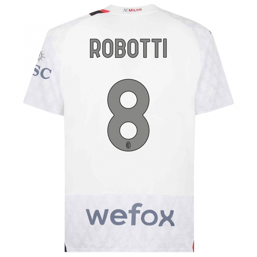 Homme Maillot Giovanni Robotti #8 Blanc Tenues Extérieur 2023/24 T-Shirt Suisse