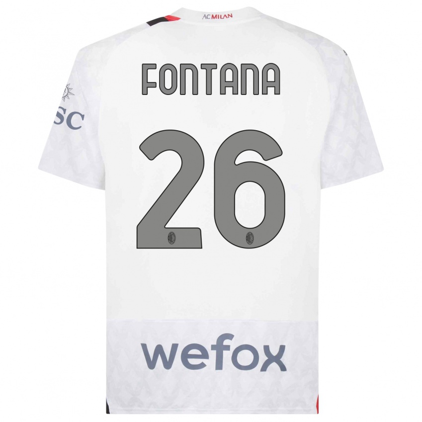 Homme Maillot Francesco Fontana #26 Blanc Tenues Extérieur 2023/24 T-Shirt Suisse