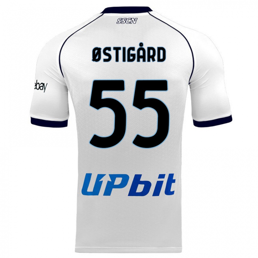 Herren Leo Ostigard #55 Weiß Auswärtstrikot Trikot 2023/24 T-Shirt Schweiz