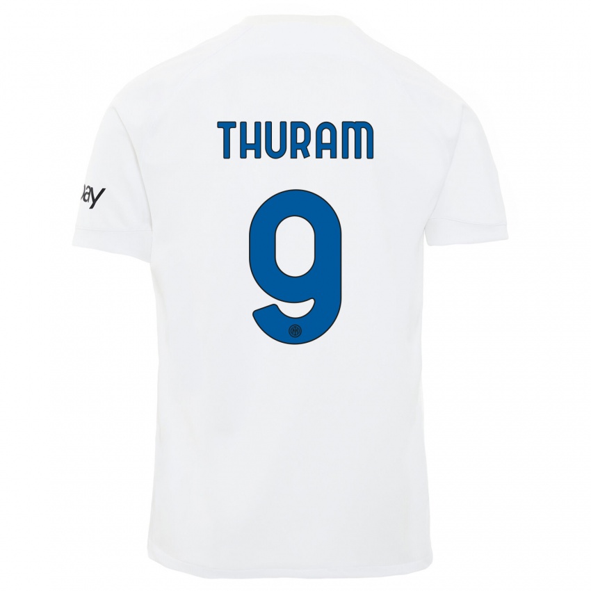 Homme Maillot Marcus Thuram #9 Blanc Tenues Extérieur 2023/24 T-Shirt Suisse