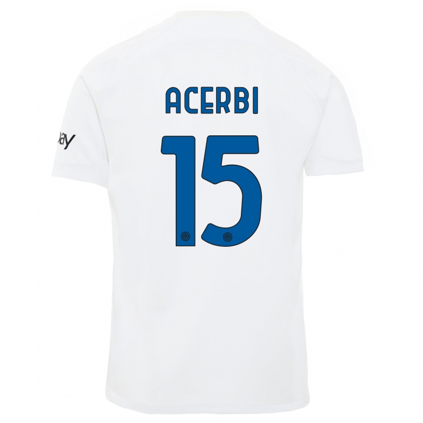 Homme Maillot Francesco Acerbi #15 Blanc Tenues Extérieur 2023/24 T-Shirt Suisse
