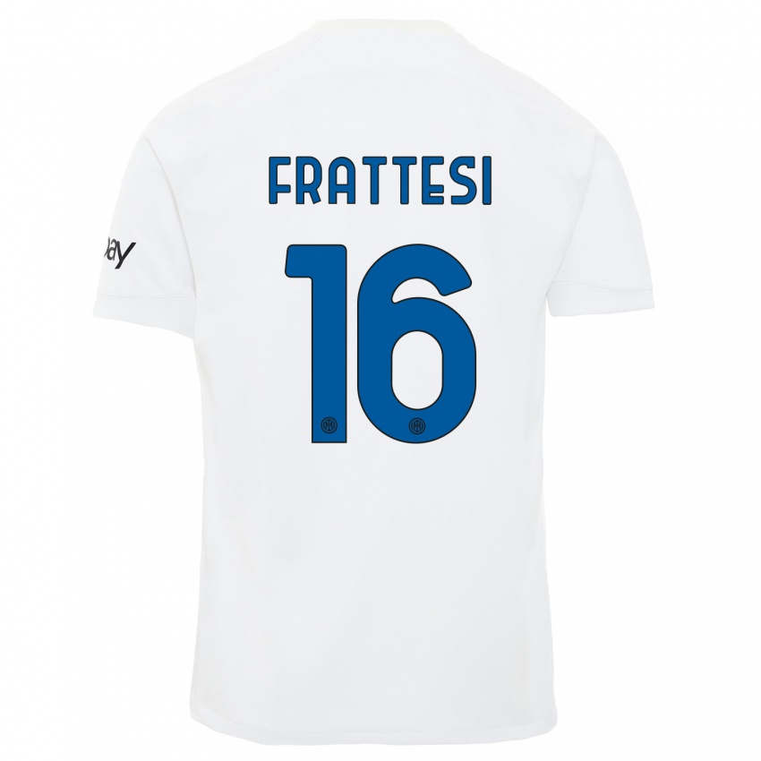 Homme Maillot Davide Frattesi #16 Blanc Tenues Extérieur 2023/24 T-Shirt Suisse