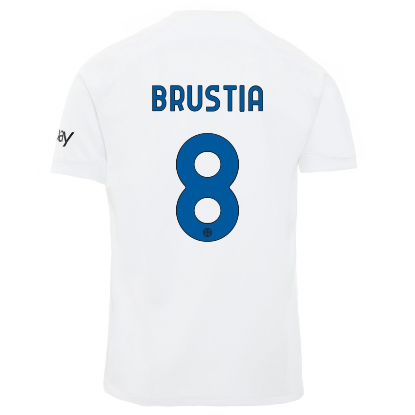Homme Maillot Martina Brustia #8 Blanc Tenues Extérieur 2023/24 T-Shirt Suisse