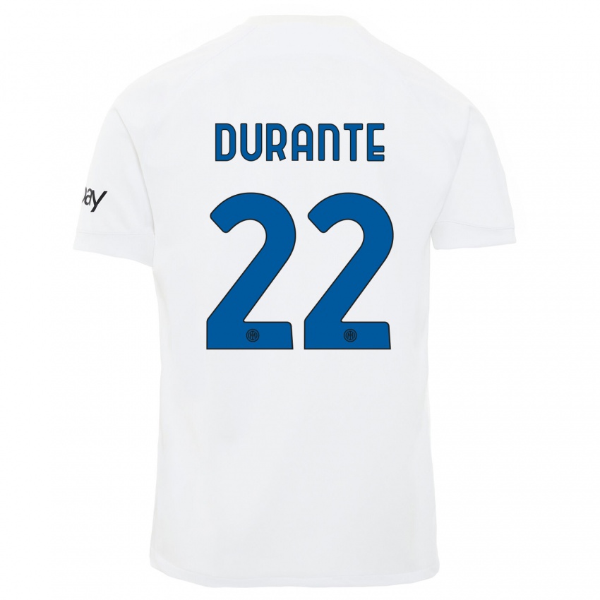 Homme Maillot Francesca Durante #22 Blanc Tenues Extérieur 2023/24 T-Shirt Suisse