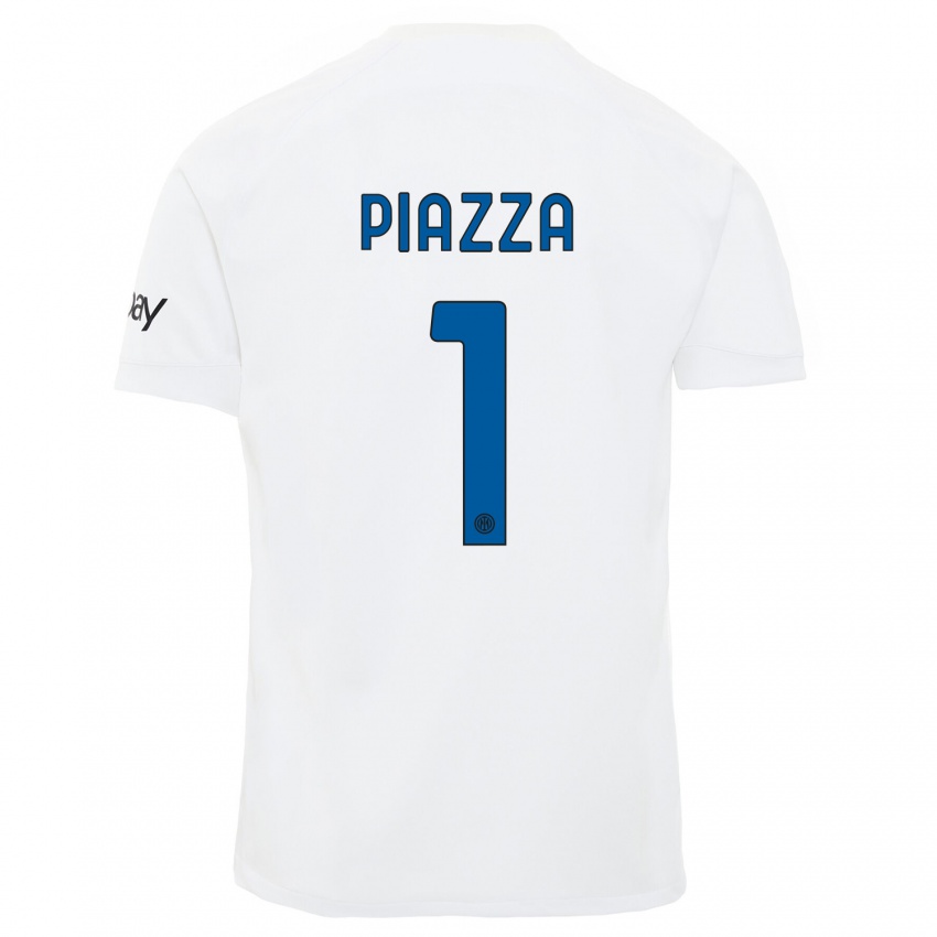 Homme Maillot Alessia Piazza #1 Blanc Tenues Extérieur 2023/24 T-Shirt Suisse