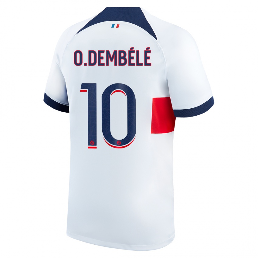 Herren Ousmane Dembele #10 Weiß Auswärtstrikot Trikot 2023/24 T-Shirt Schweiz