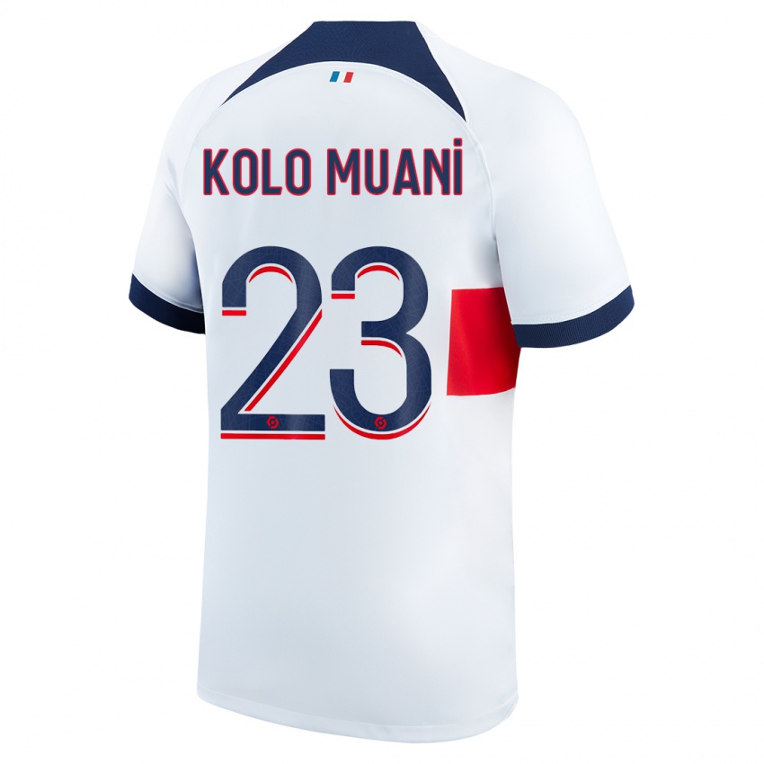 Herren Randal Kolo Muani #23 Weiß Auswärtstrikot Trikot 2023/24 T-Shirt Schweiz