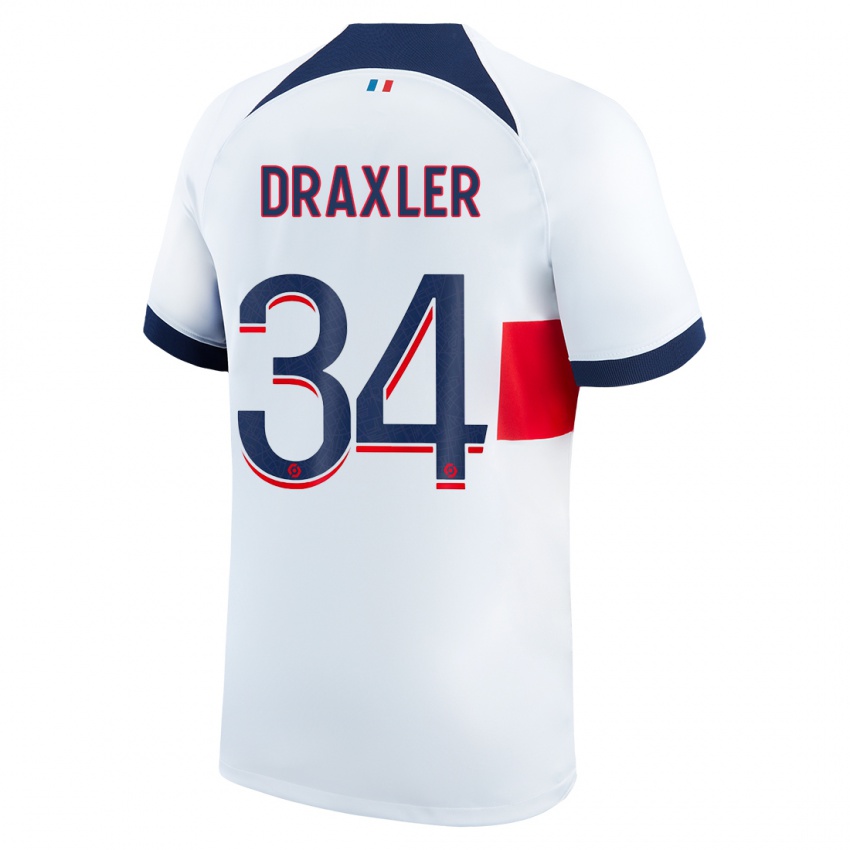 Homme Maillot Julian Draxler #34 Blanc Tenues Extérieur 2023/24 T-Shirt Suisse