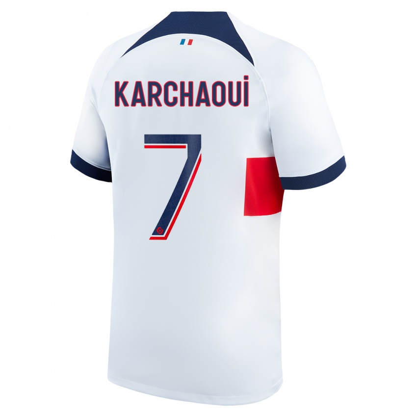 Homme Maillot Sakina Karchaoui #7 Blanc Tenues Extérieur 2023/24 T-Shirt Suisse