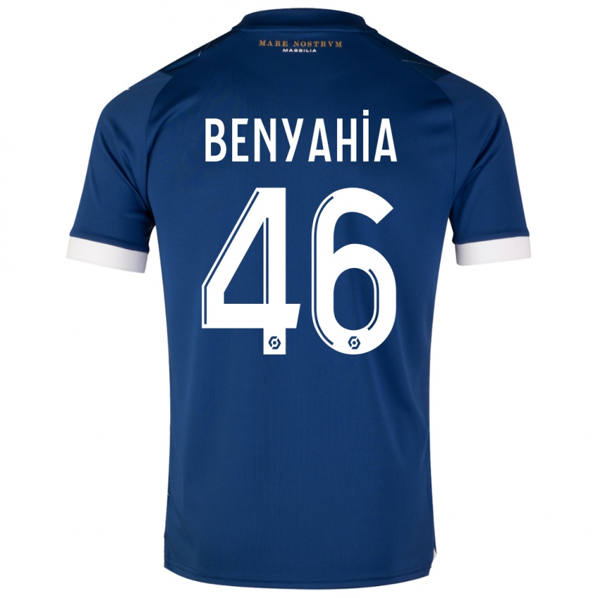 Homme Maillot Aylan Benyahia-Tani #46 Bleu Foncé Tenues Extérieur 2023/24 T-Shirt Suisse