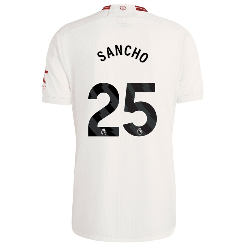 Homme Maillot Jadon Sancho #25 Blanc Troisieme 2023/24 T-Shirt Suisse