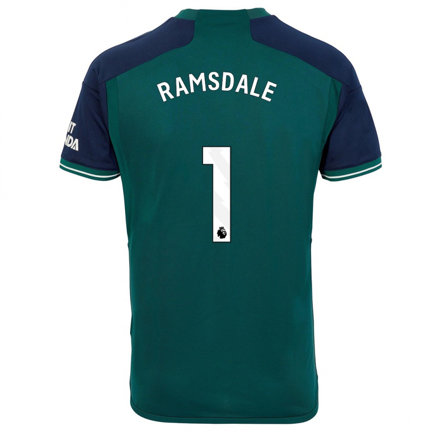 Homme Maillot Aaron Ramsdale #1 Vert Troisieme 2023/24 T-Shirt Suisse