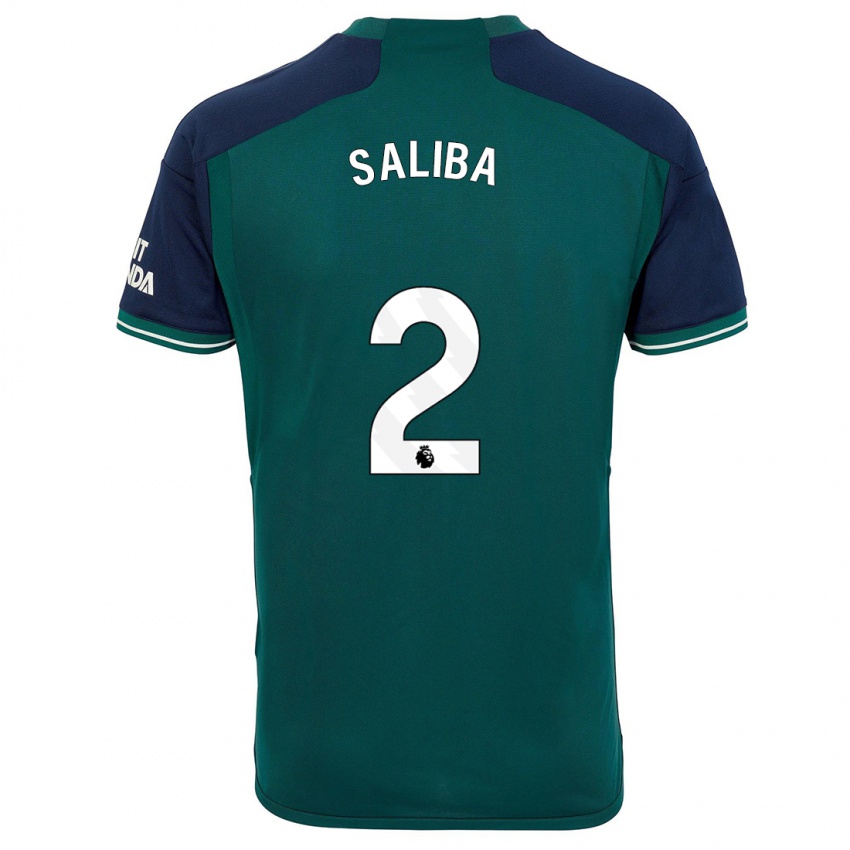 Homme Maillot William Saliba #2 Vert Troisieme 2023/24 T-Shirt Suisse