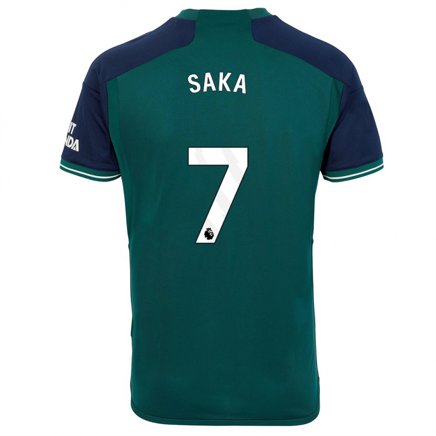 Homme Maillot Bukayo Saka #7 Vert Troisieme 2023/24 T-Shirt Suisse