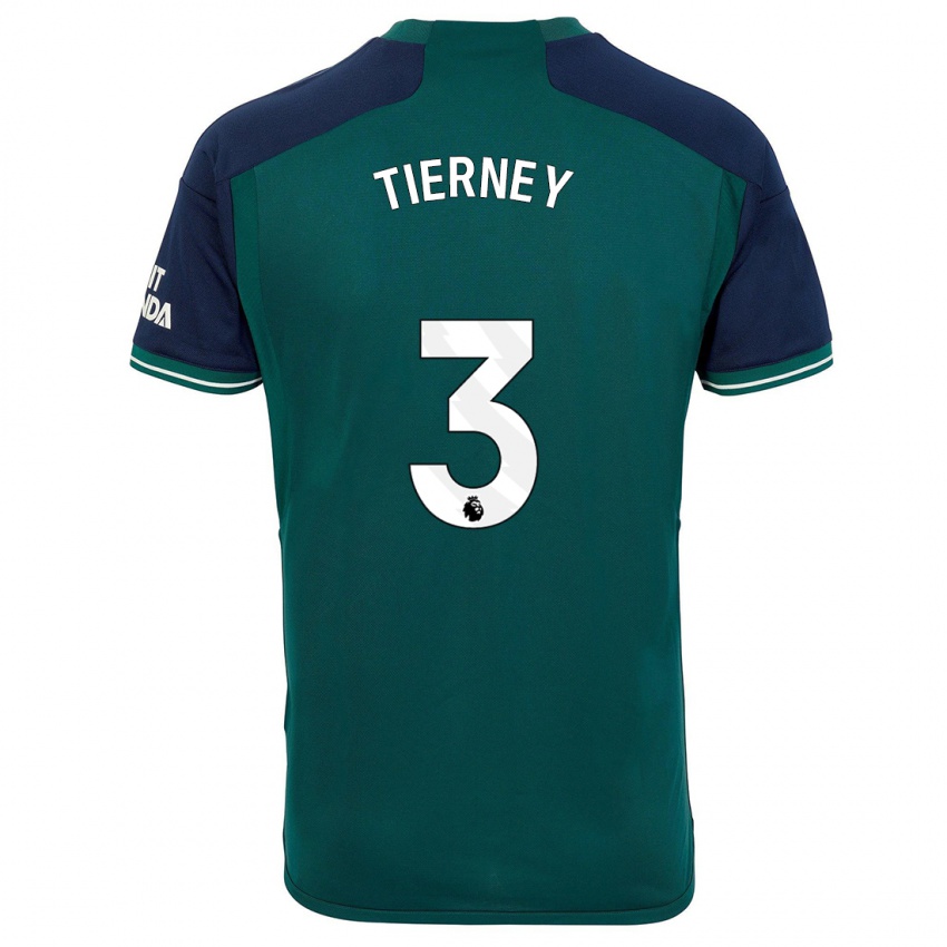 Homme Maillot Kieran Tierney #3 Vert Troisieme 2023/24 T-Shirt Suisse