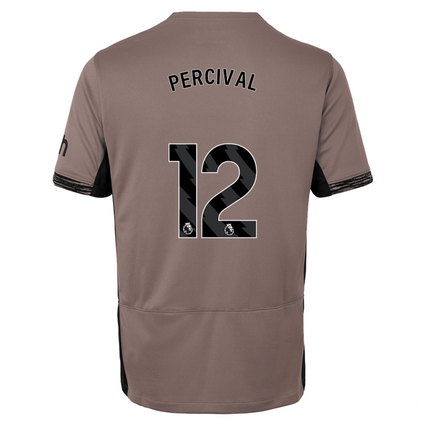 Homme Maillot Ria Percival #12 Beige Foncé Troisieme 2023/24 T-Shirt Suisse