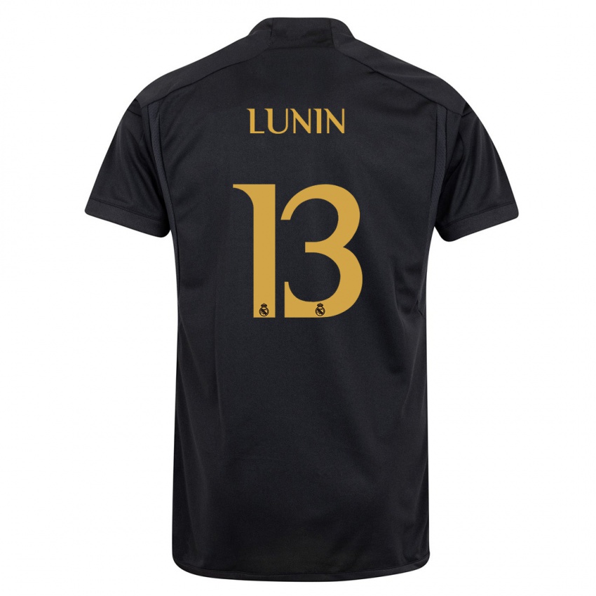 Homme Maillot Andriy Lunin #13 Noir Troisieme 2023/24 T-Shirt Suisse