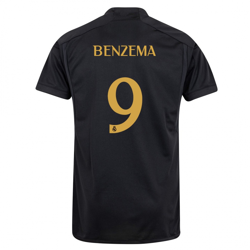 Homme Maillot Karim Benzema #9 Noir Troisieme 2023/24 T-Shirt Suisse