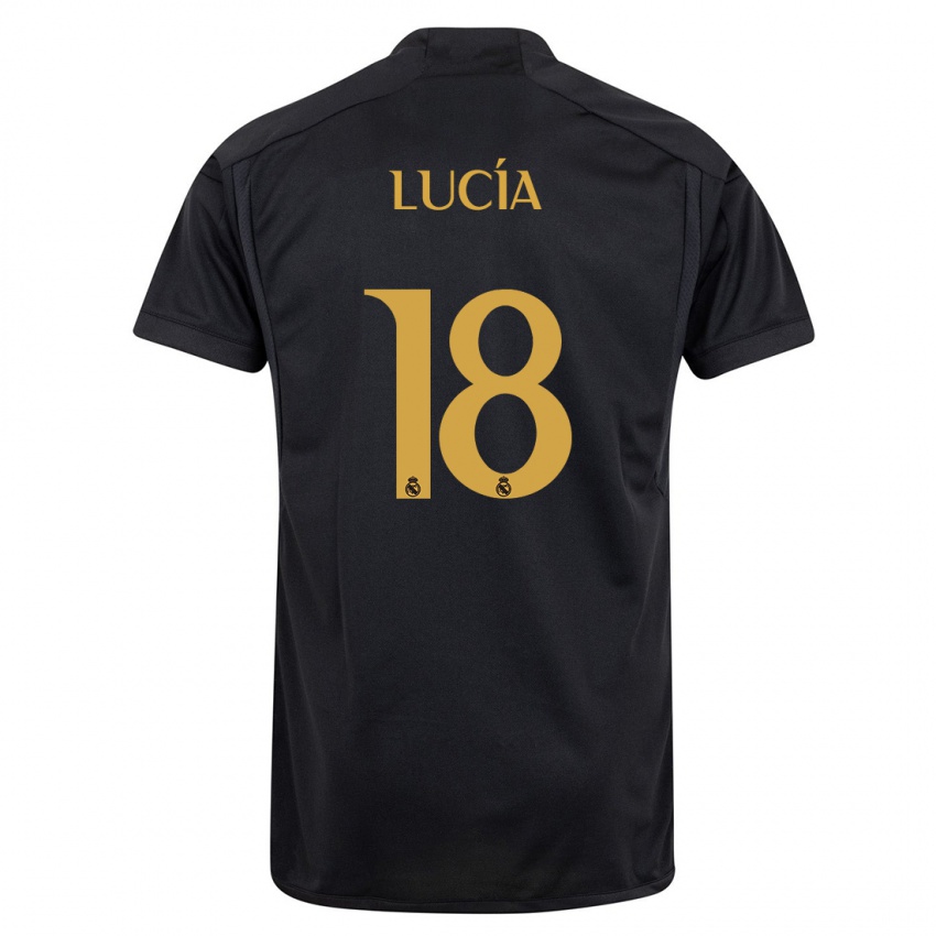 Homme Maillot Lucia Rodriguez #18 Noir Troisieme 2023/24 T-Shirt Suisse