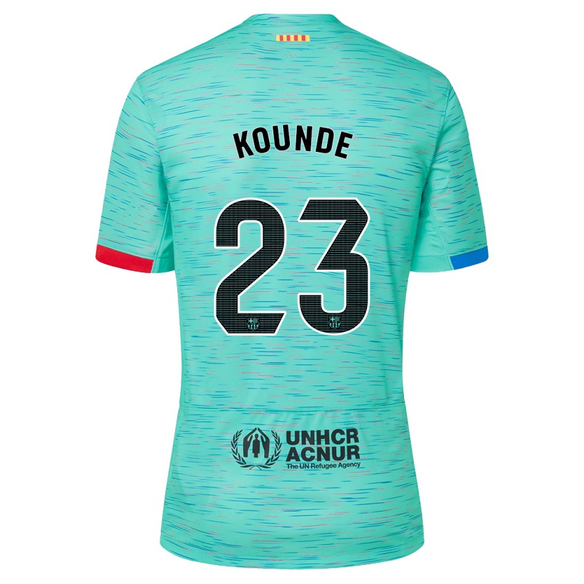 Homme Maillot Jules Kounde #23 Aqua Clair Troisieme 2023/24 T-Shirt Suisse